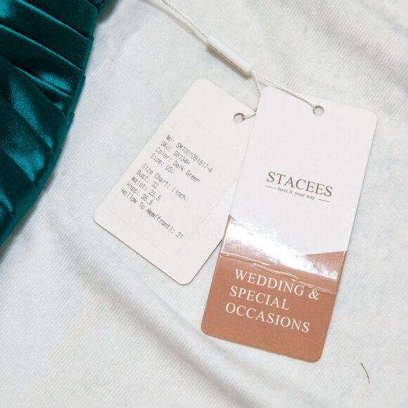 Stacee's Dark Green A-line Sweetheart Short/Mini Silk like Satin Homecoming Prom - Picture 6 of 10